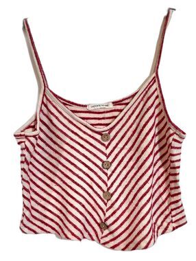 Caution To The Wind Red & White Striped Button-Front Cami